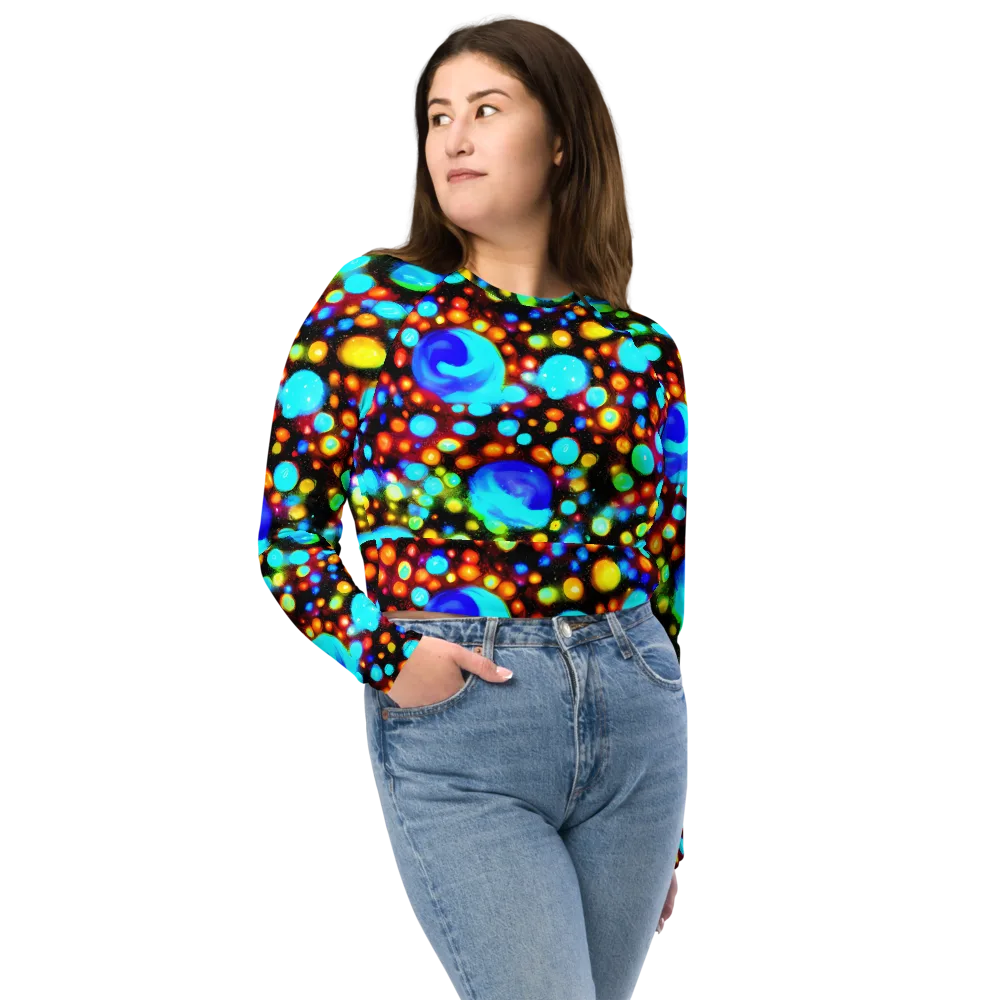 Prismatic Orbits on Long Sleeve Crop Top — Front