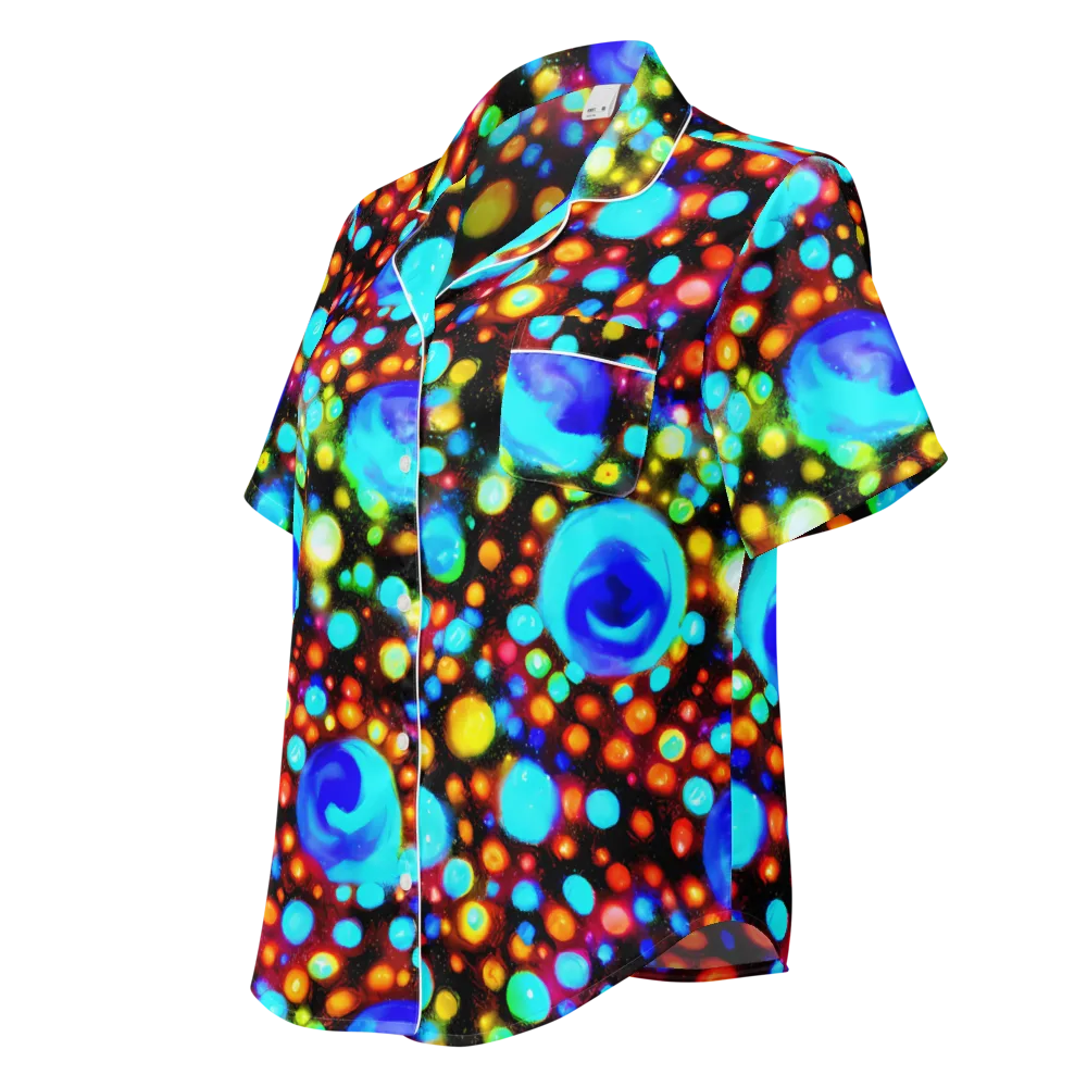 Prismatic Orbits on Women's Short Sleeve Pajama Top — Left Front