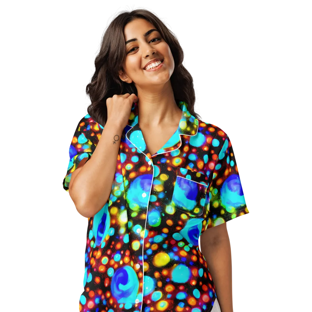 Prismatic Orbits on Women's Short Sleeve Pajama Top — Front