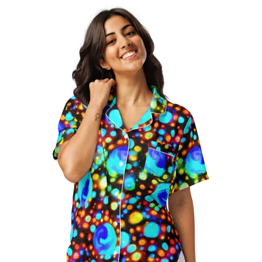 Prismatic Orbits on a Women's Short Sleeve Pajama Top