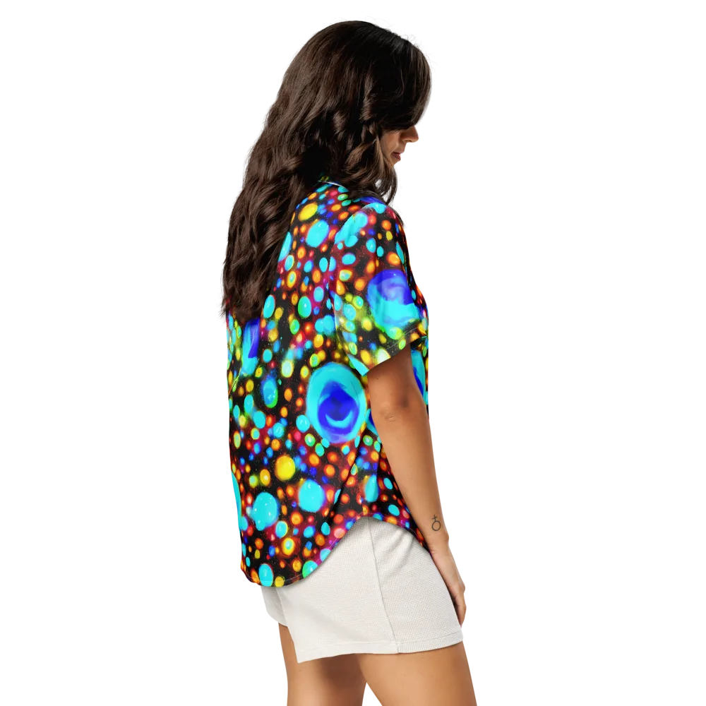 Prismatic Orbits on Women's Short Sleeve Pajama Top — Right Back