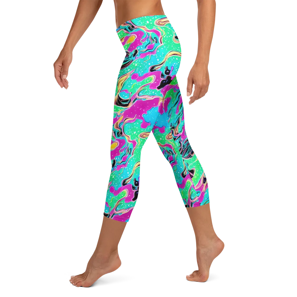 Meltwater Riot on Capri Leggings — Left