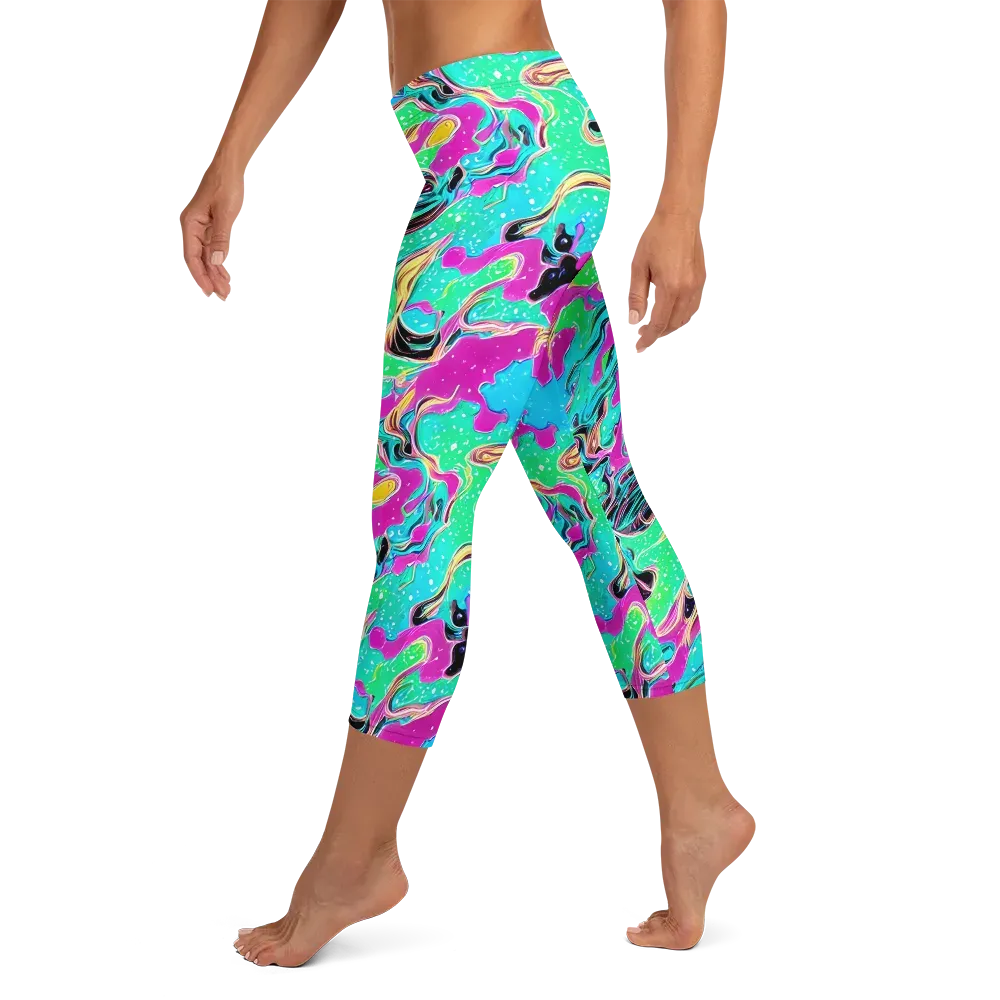 Meltwater Riot on Capri Leggings — Left