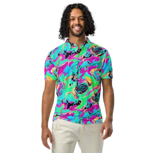 Meltwater Riot on a Men's Slim Fit Polo Shirt