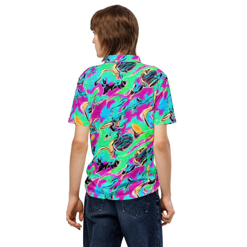Meltwater Riot on Men's Slim Fit Polo Shirt — Back