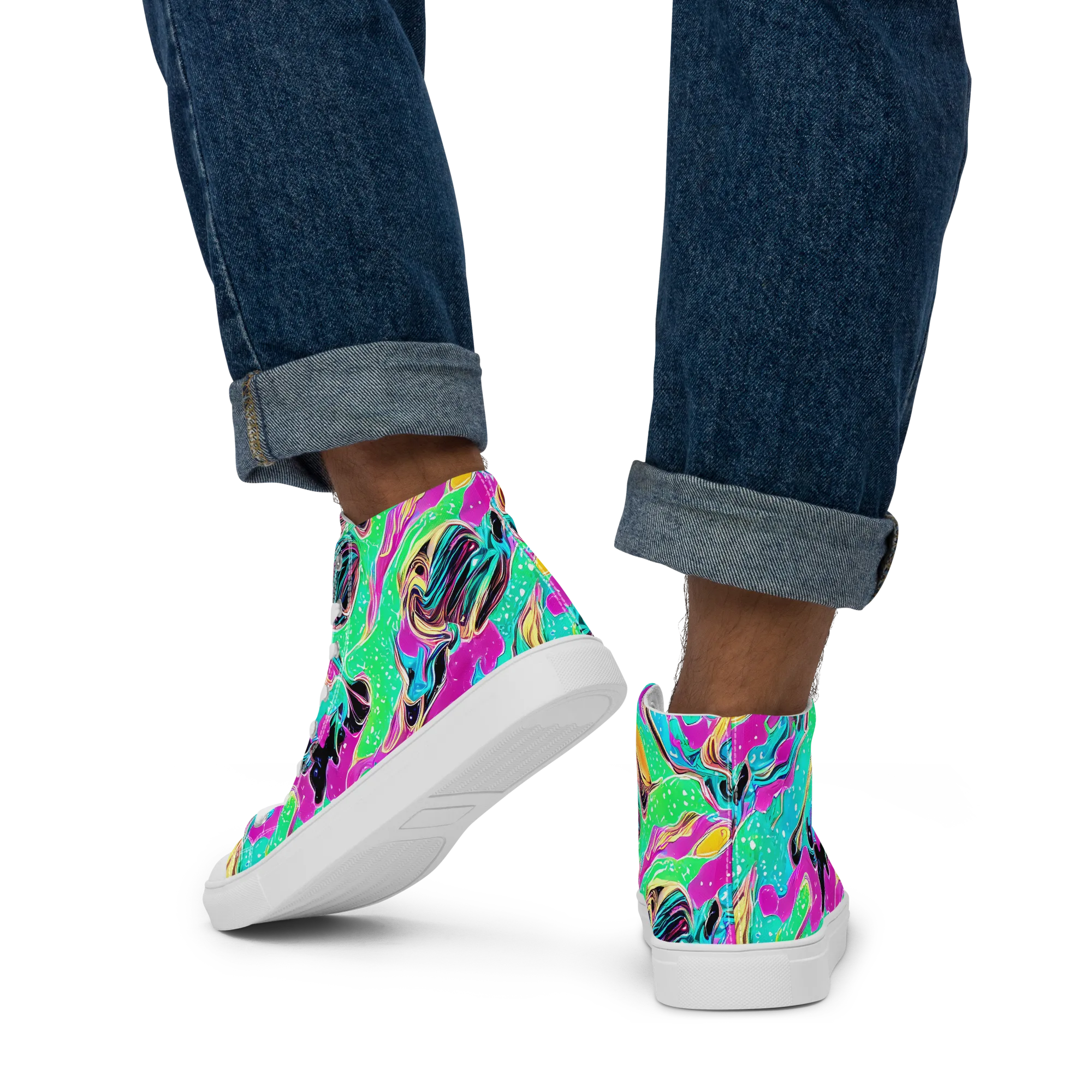 Meltwater Riot on Men's High Top Canvas Shoes — Back
