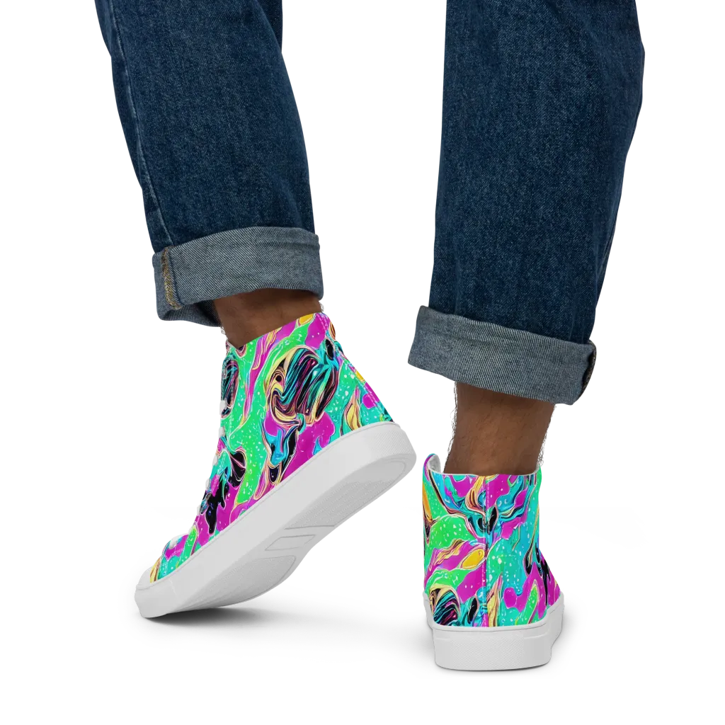 Meltwater Riot on Men's High Top Canvas Shoes — Back