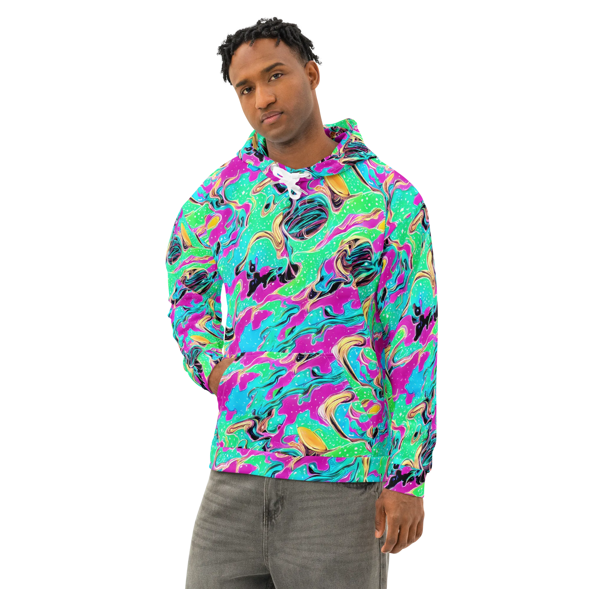Meltwater Riot on Cotton Hoodie — Left Front