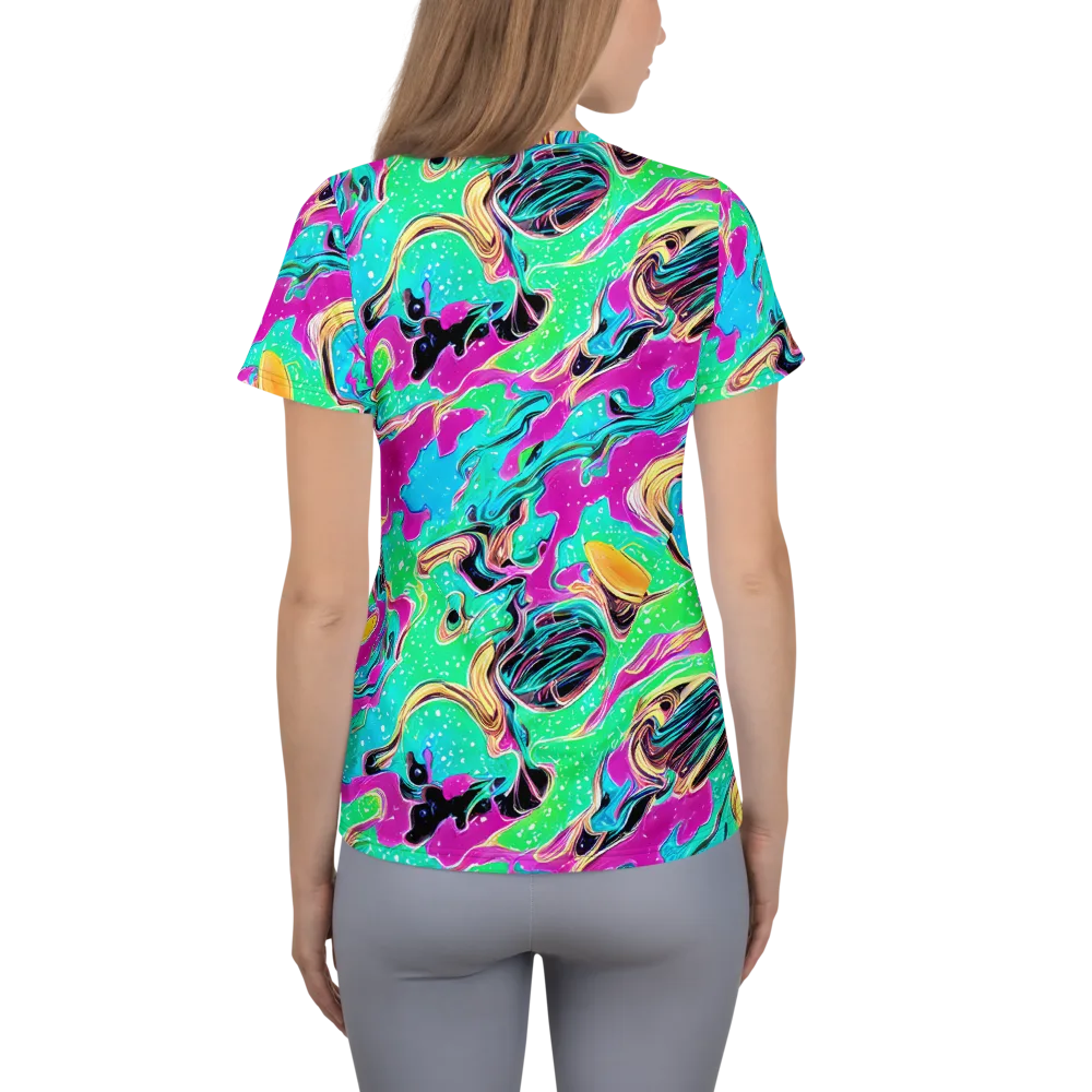 Meltwater Riot on Women's Athletic T-Shirt — Back