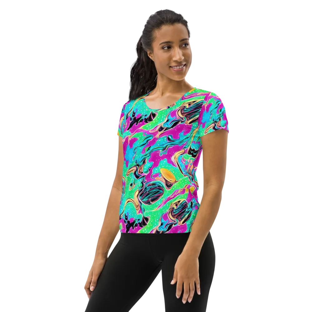 Meltwater Riot on Women's Athletic T-Shirt — Left