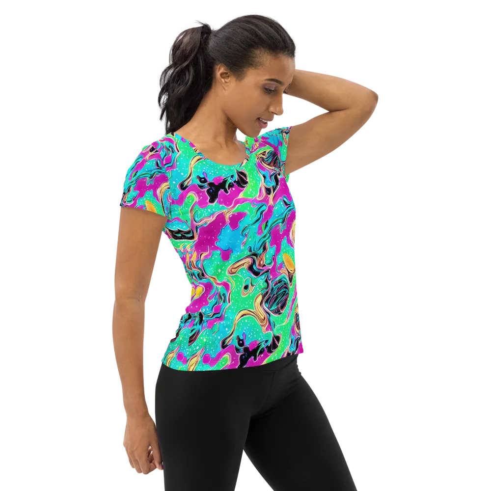 Meltwater Riot on Women's Athletic T-Shirt — Right