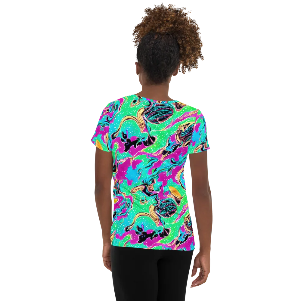Meltwater Riot on Women's Athletic T-Shirt — Back