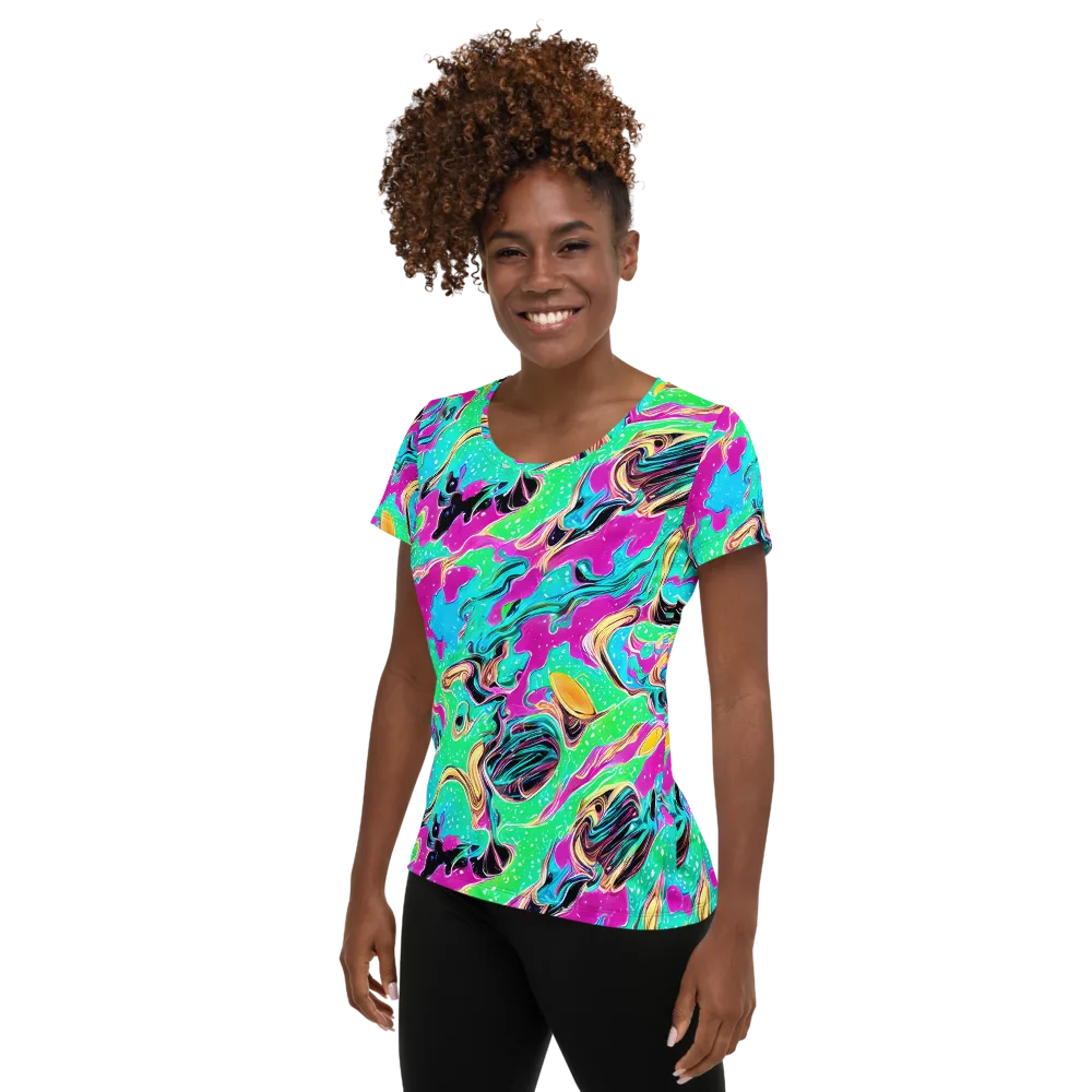 Meltwater Riot on Women's Athletic T-Shirt — Left