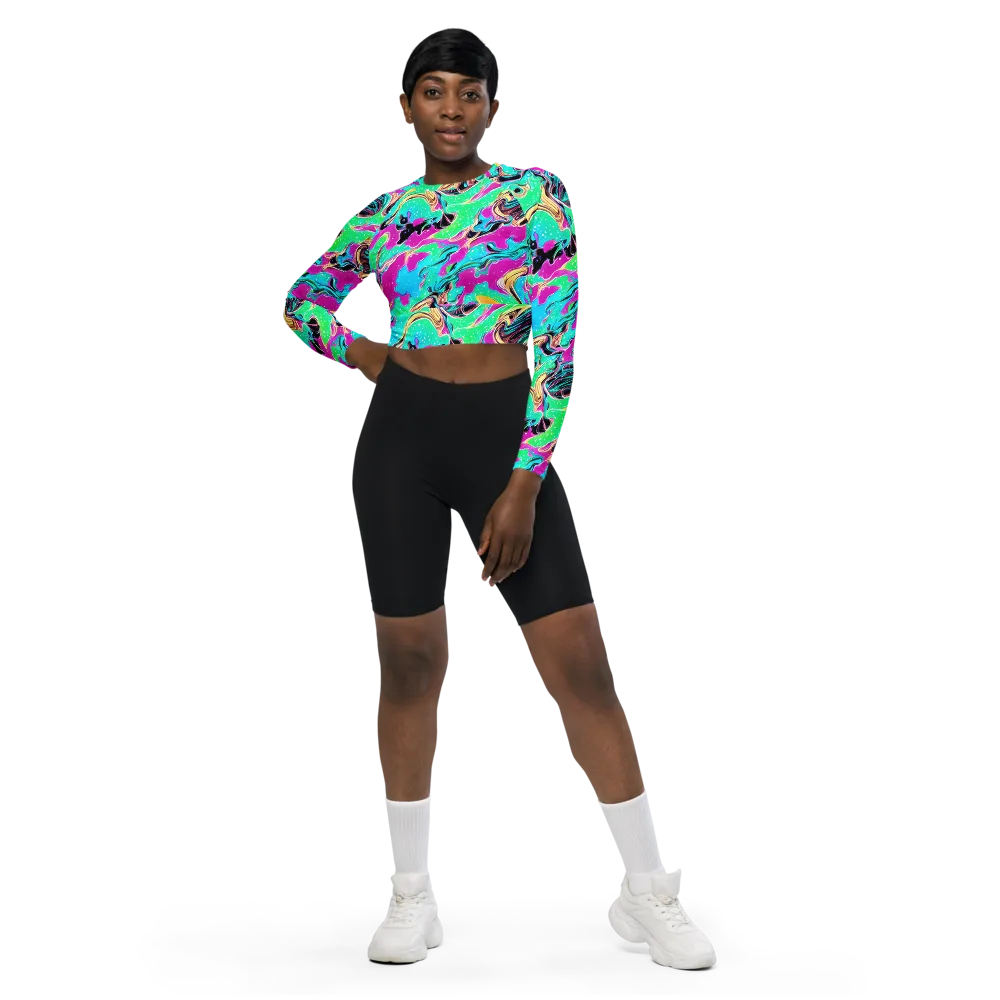 Meltwater Riot on Long Sleeve Crop Top — Front