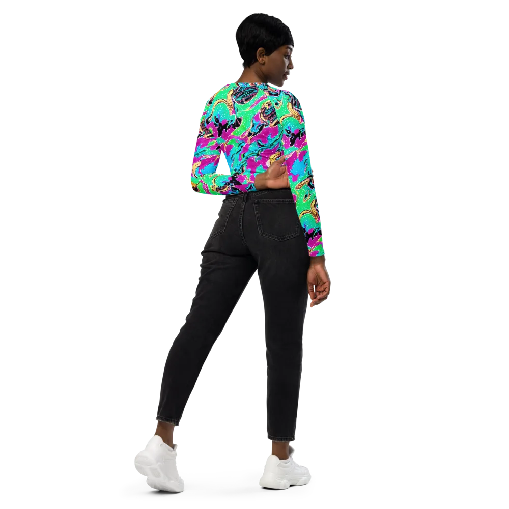 Meltwater Riot on Long Sleeve Crop Top — Right Back