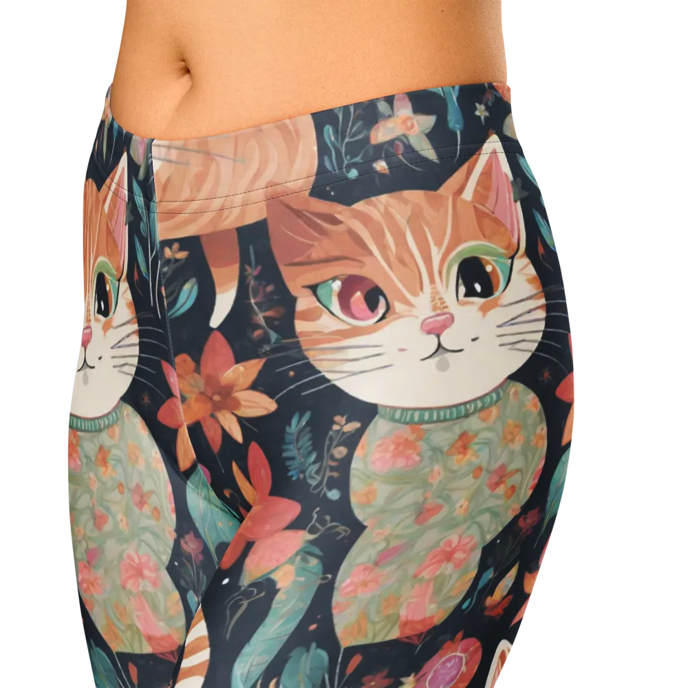 Moonlit Cat Garden on Capri Leggings — Zoomed-in