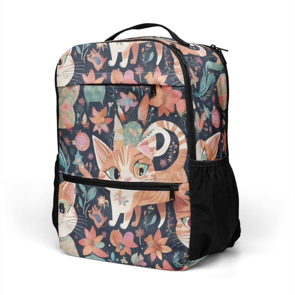 Moonlit Cat Garden on Utility Backpack — Left Front