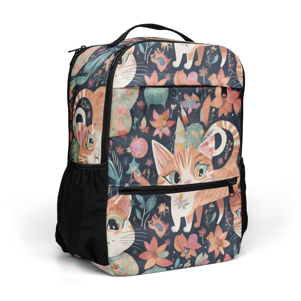 Moonlit Cat Garden on Utility Backpack — Right Front