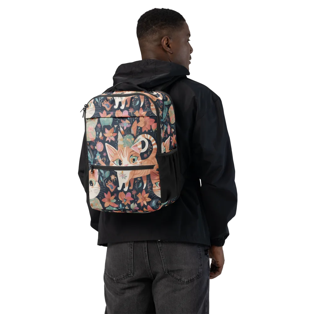 Moonlit Cat Garden on Utility Backpack — Back
