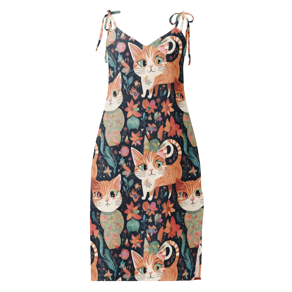 Moonlit Cat Garden on Slip Dress — Front