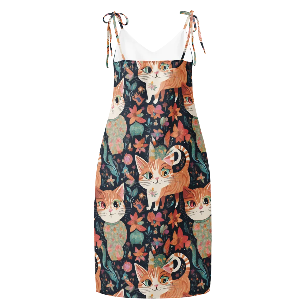 Moonlit Cat Garden on Slip Dress — Back