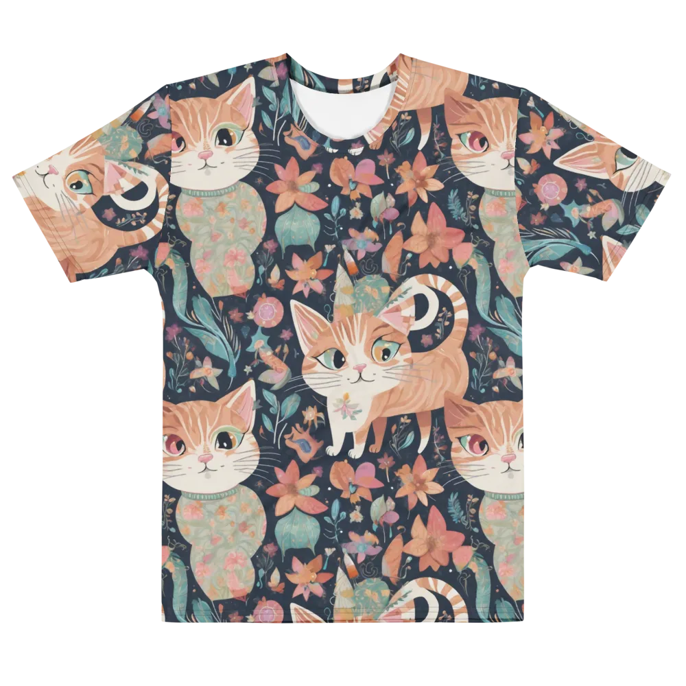 Moonlit Cat Garden on Men's Cotton Crew Neck T-Shirt — Front
