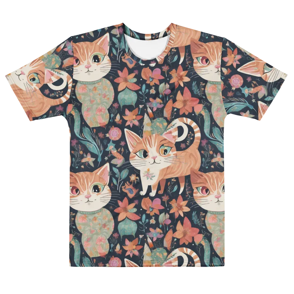Moonlit Cat Garden on Men's Crew Neck T-Shirt — Front