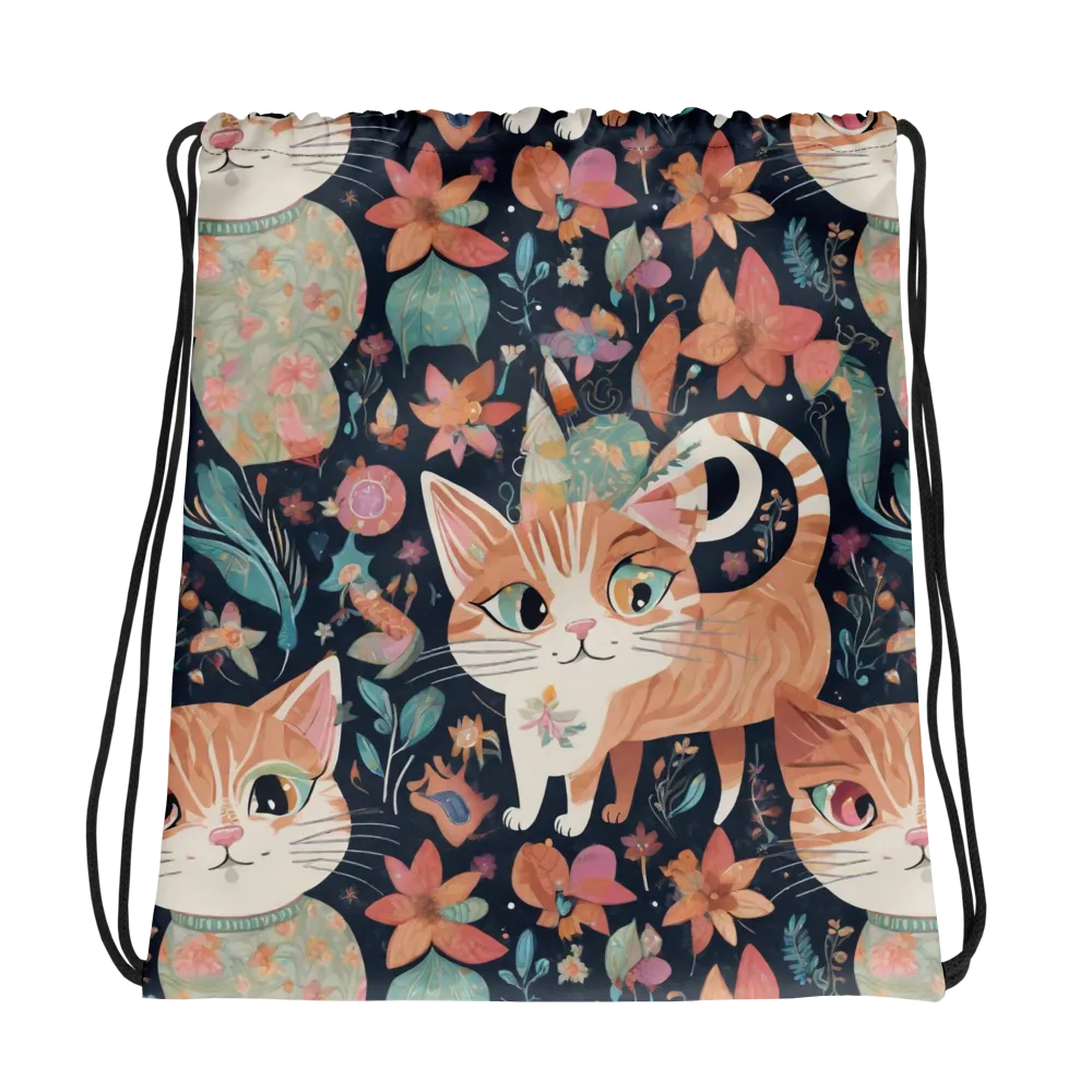 Moonlit Cat Garden on Drawstring Bag — Photo
