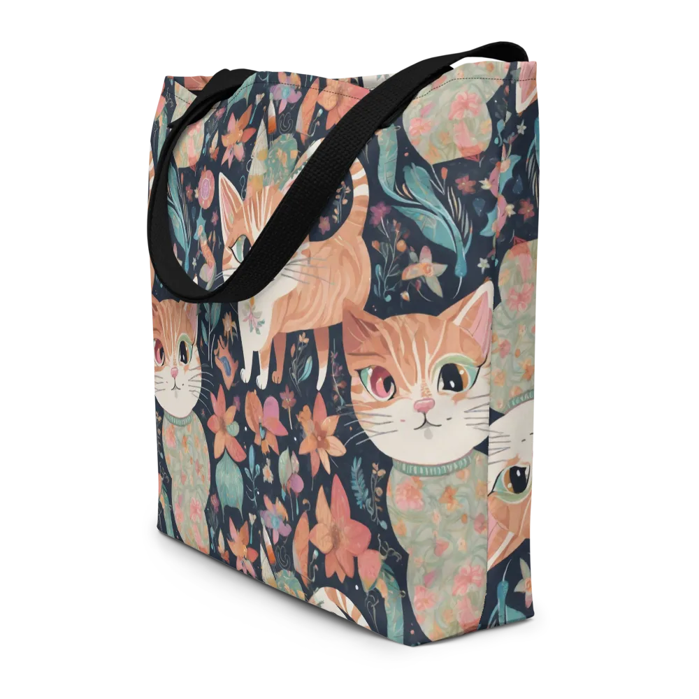 Moonlit Cat Garden on Large Tote Bag W/ Pocket — Front