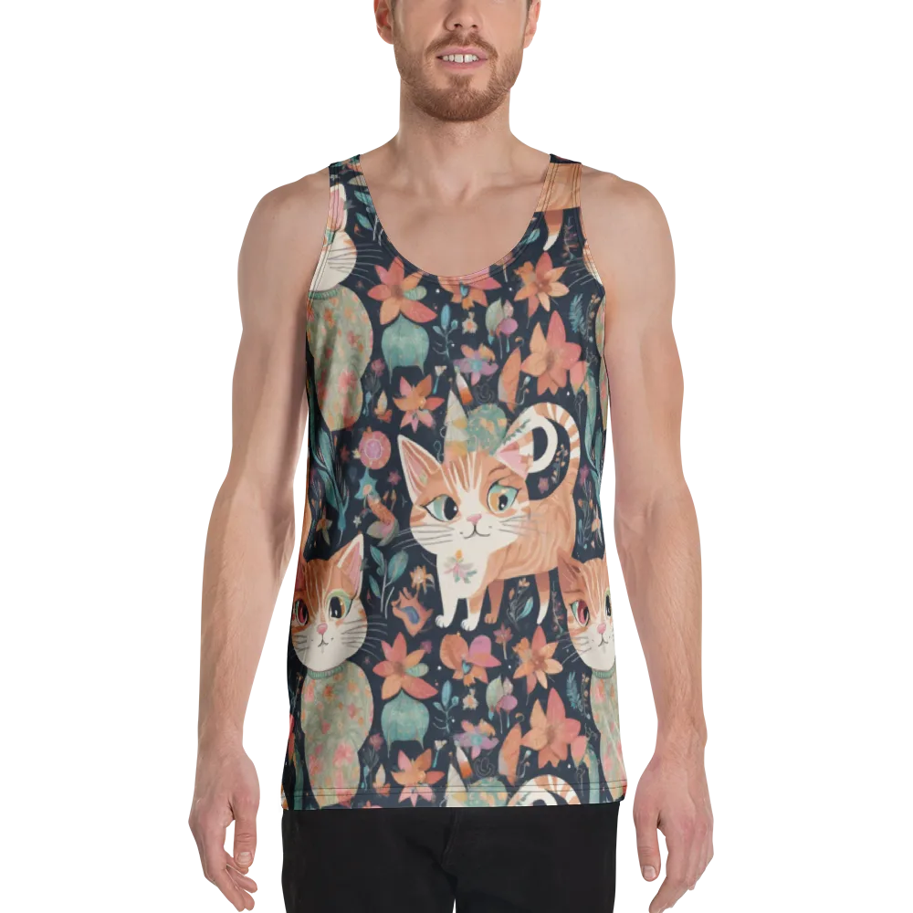 Moonlit Cat Garden on Men's Tank Top — Front