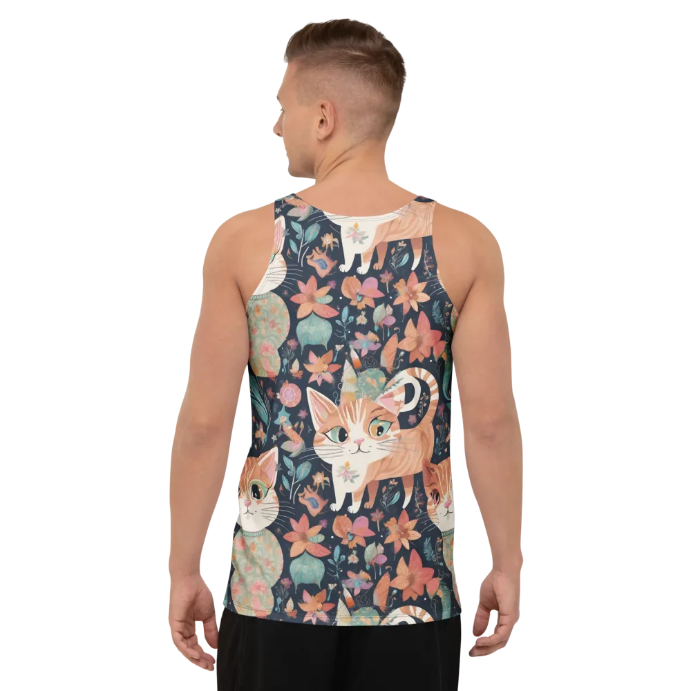 Moonlit Cat Garden on Men's Tank Top — Back