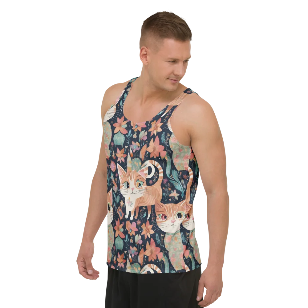 Moonlit Cat Garden on Men's Tank Top — Left Front