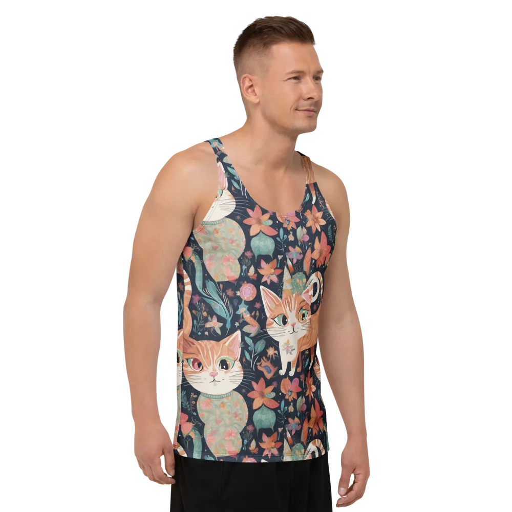 Moonlit Cat Garden on Men's Tank Top — Right Front