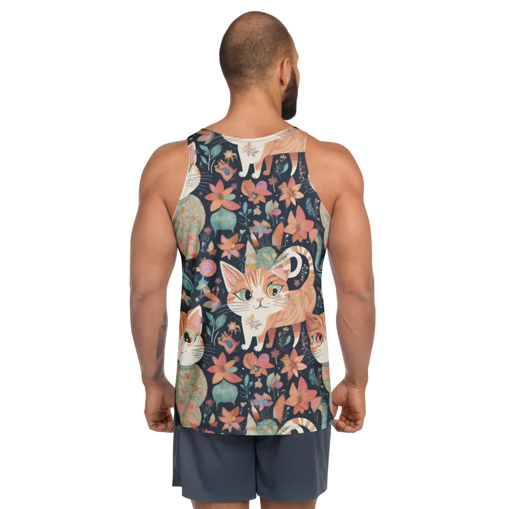 Moonlit Cat Garden on Men's Tank Top — Back