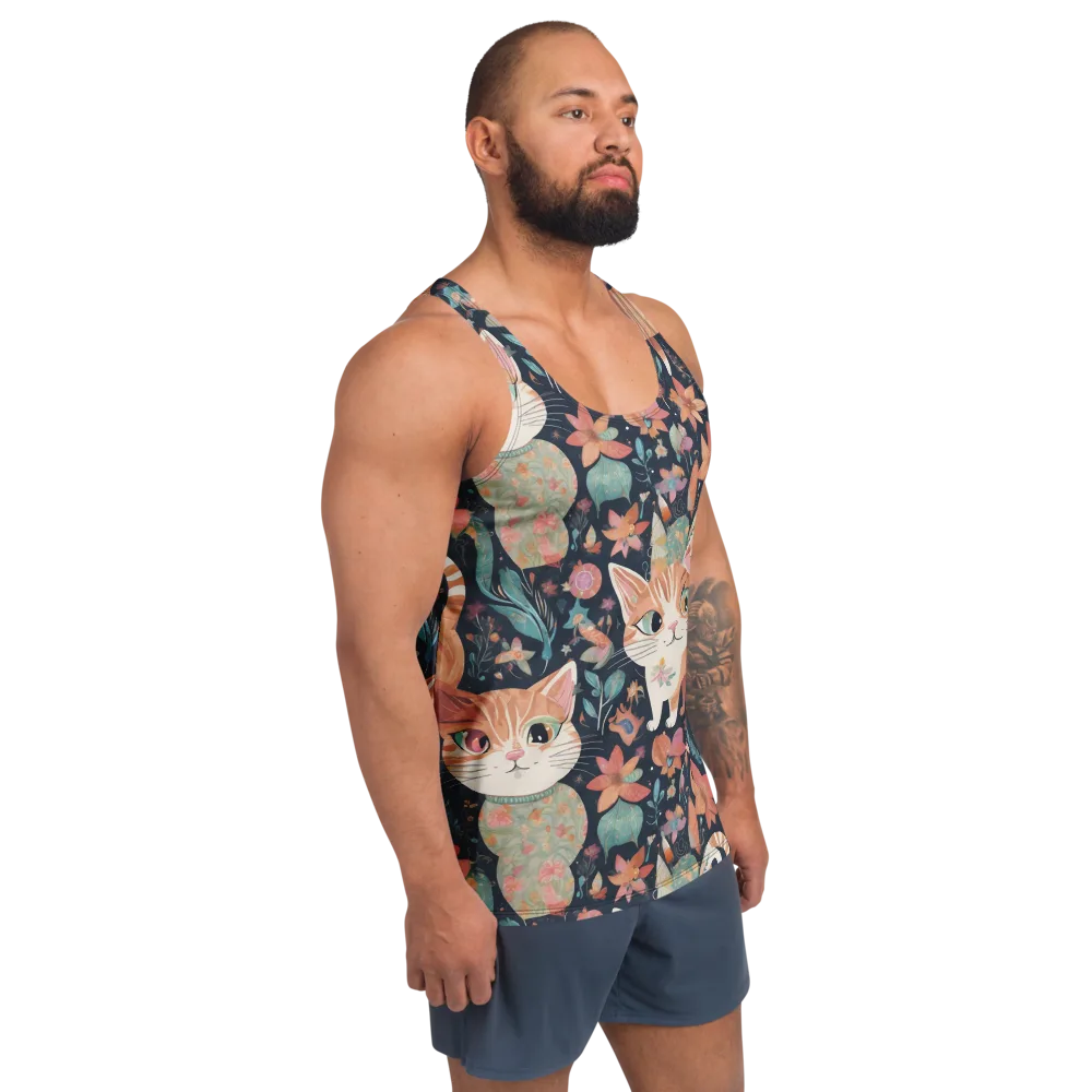 Moonlit Cat Garden on Men's Tank Top — Right Front