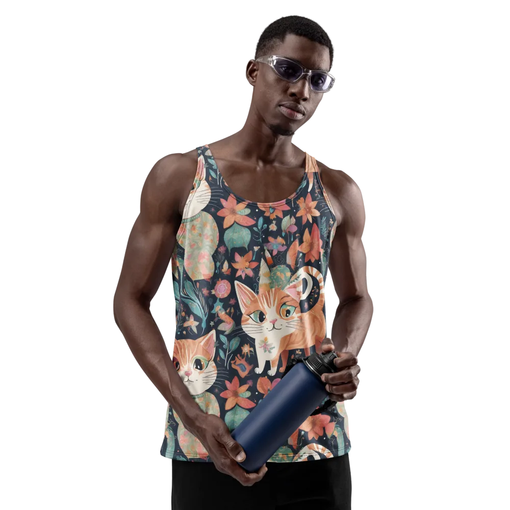 Moonlit Cat Garden on Men's Tank Top — Front