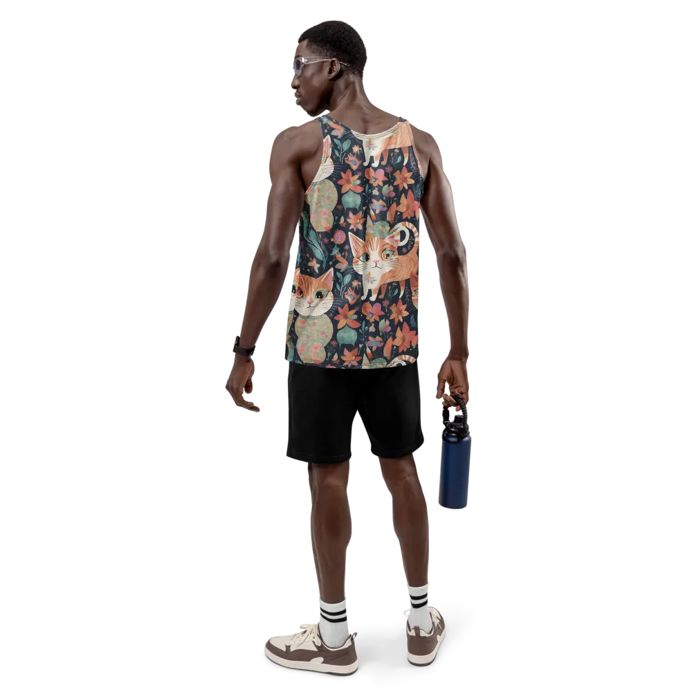 Moonlit Cat Garden on Men's Tank Top — Back