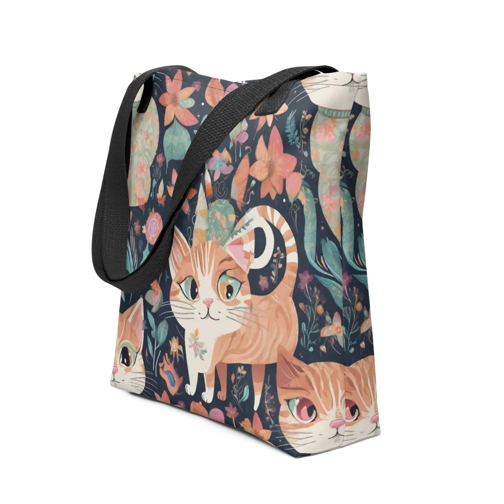 Moonlit Cat Garden on Tote Bag — Front