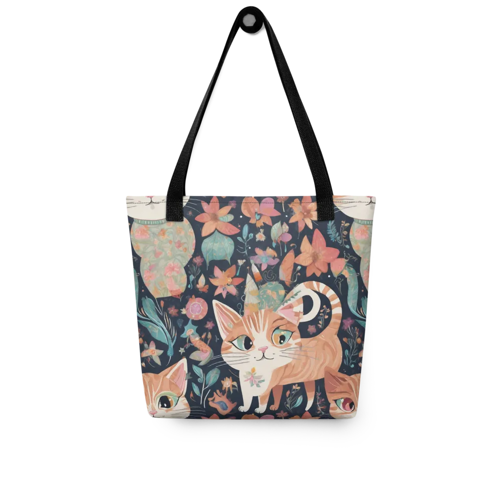 Moonlit Cat Garden on Tote Bag — Front