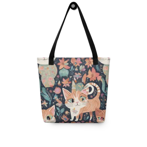 Moonlit Cat Garden on a Tote Bag
