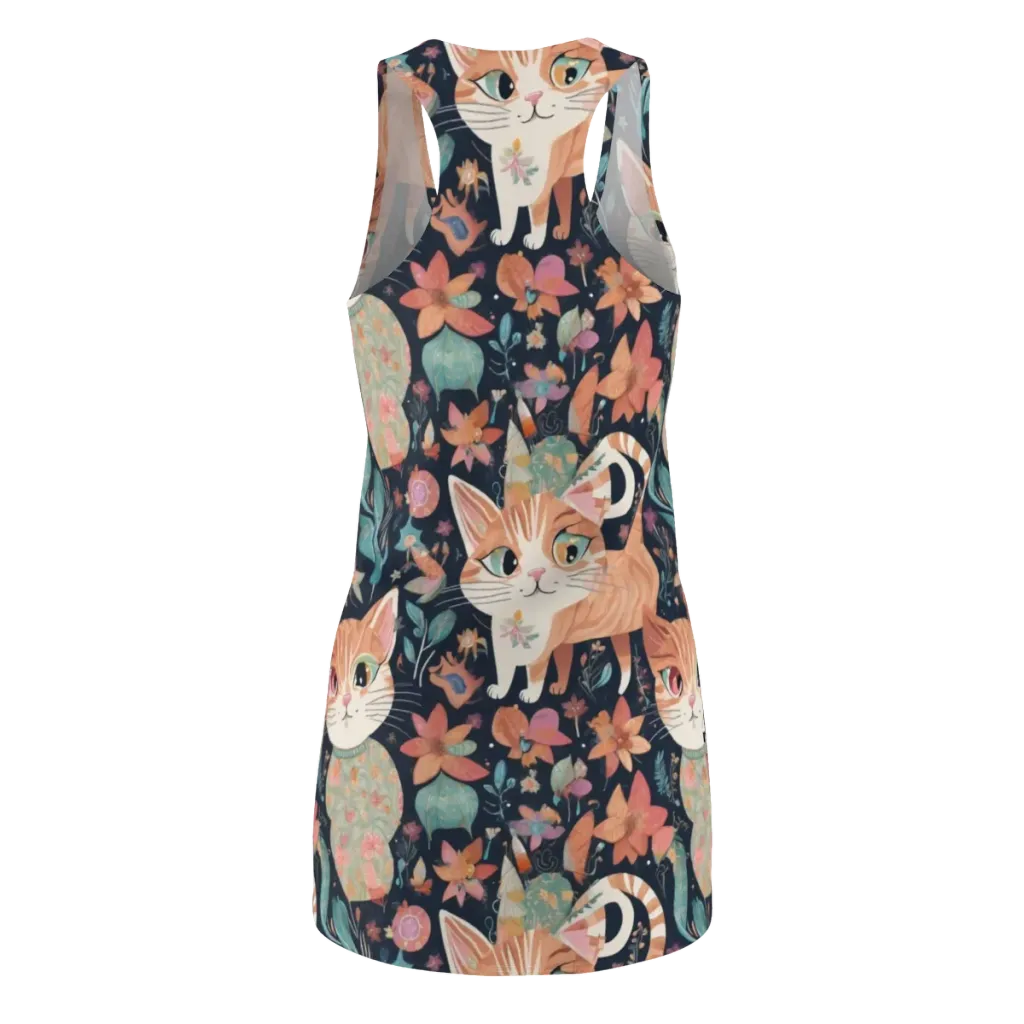 Moonlit Cat Garden on Racerback Dress — Back
