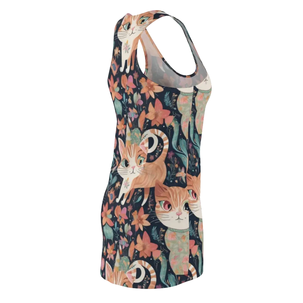 Moonlit Cat Garden on Racerback Dress — Back Side