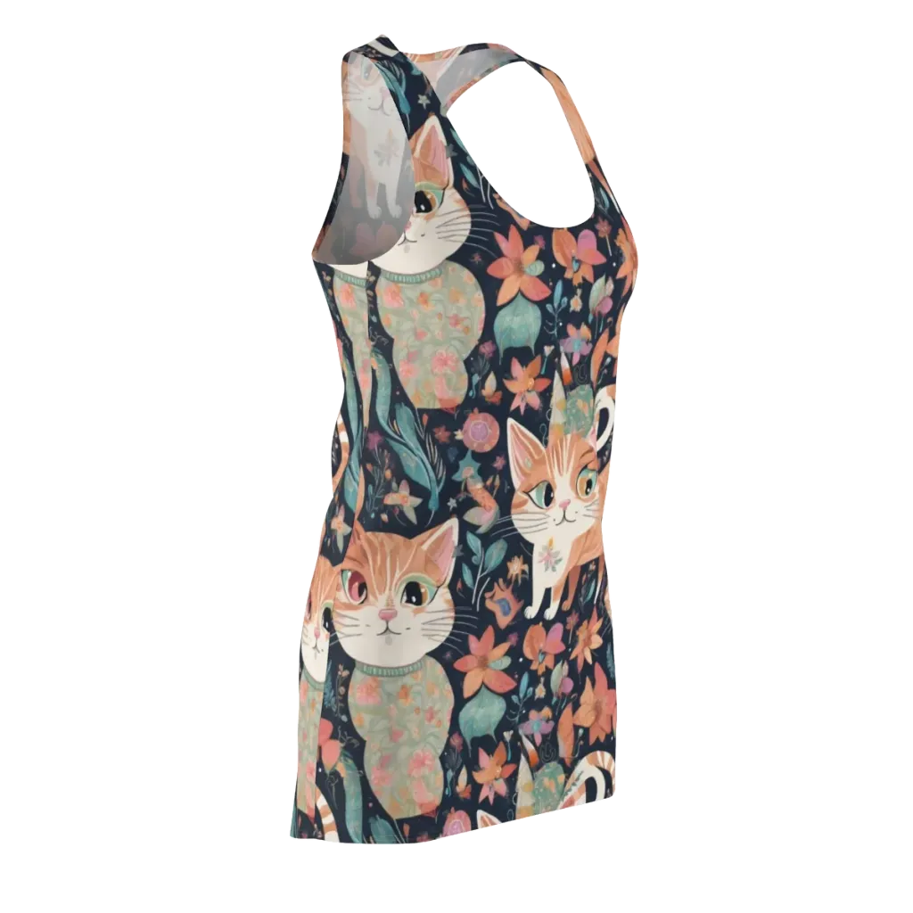 Moonlit Cat Garden on Racerback Dress — Front Side