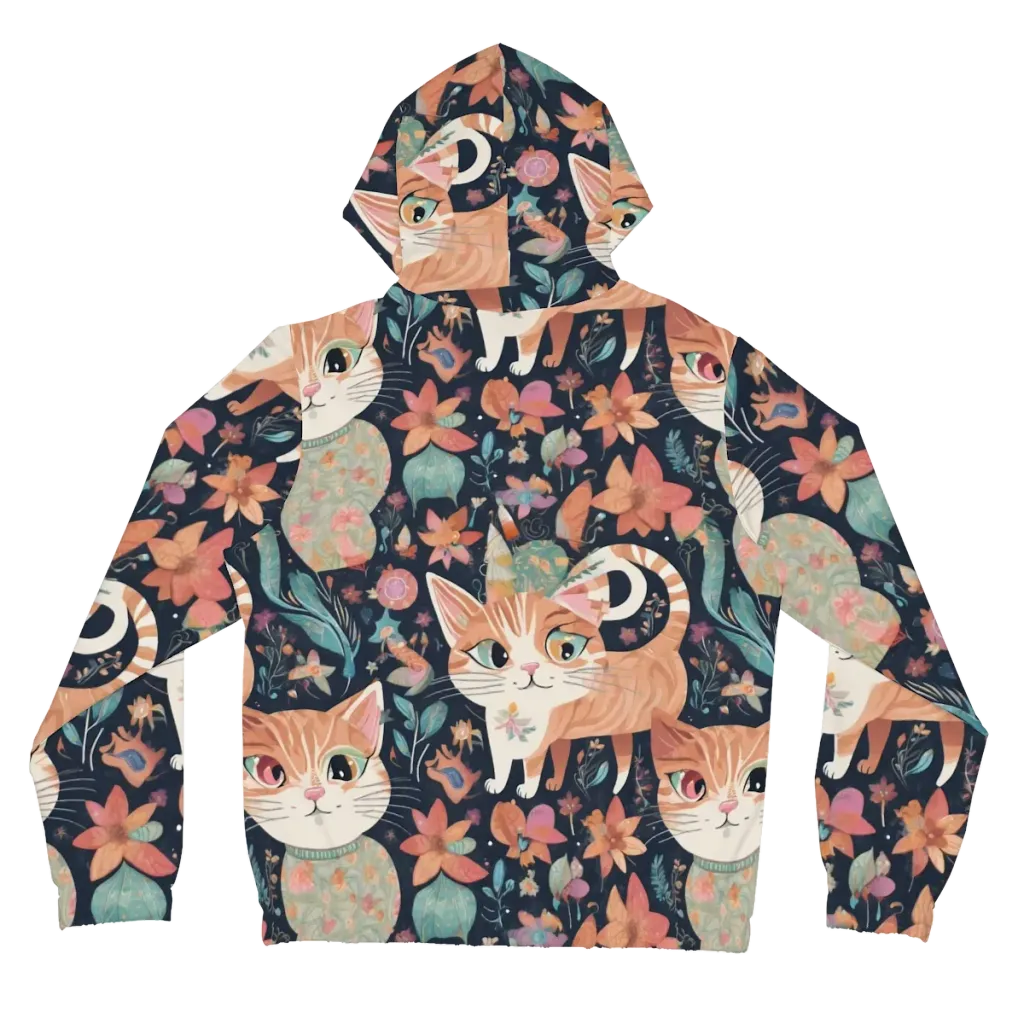 Moonlit Cat Garden on Women's Full-Zip Hoodie — Back