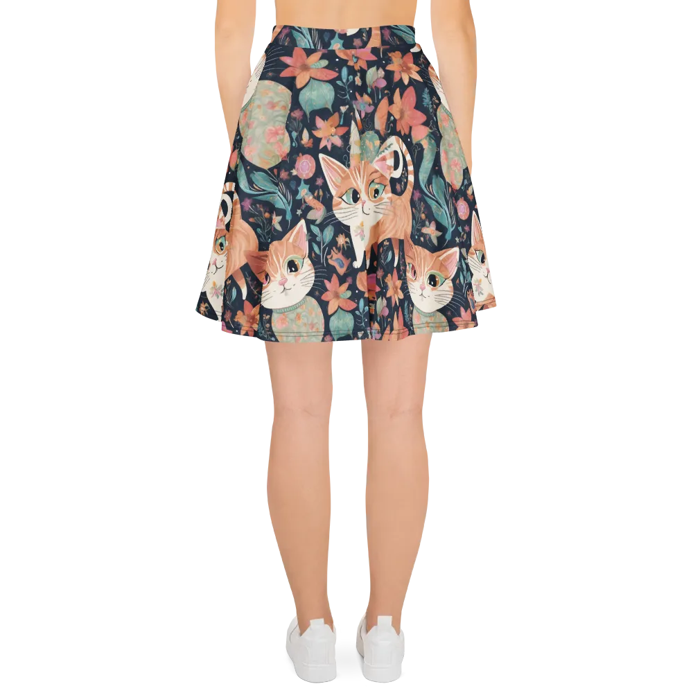 Moonlit Cat Garden on Skater Skirt — Back