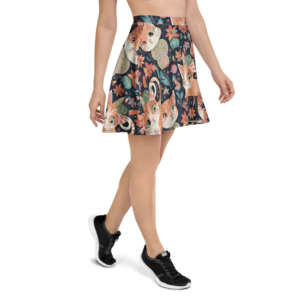 Moonlit Cat Garden on Skater Skirt — Right