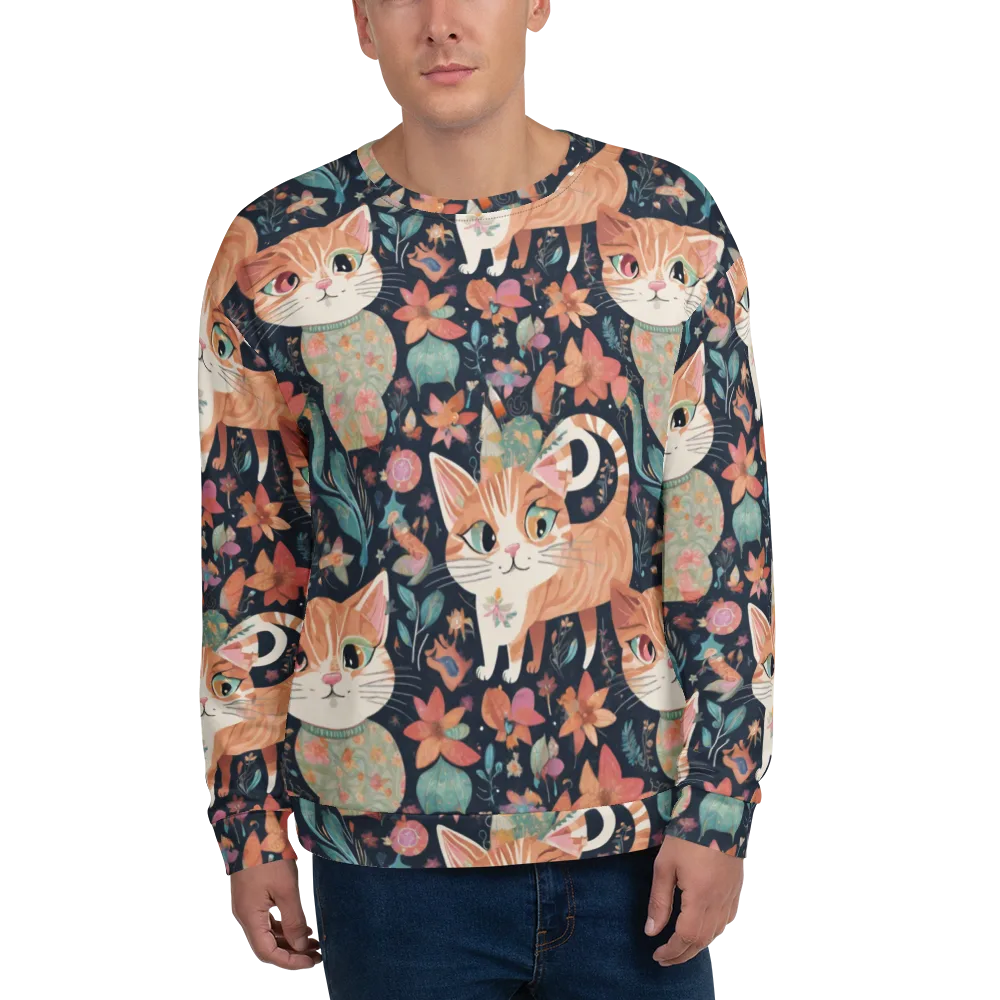 Moonlit Cat Garden on Sweatshirt — Front