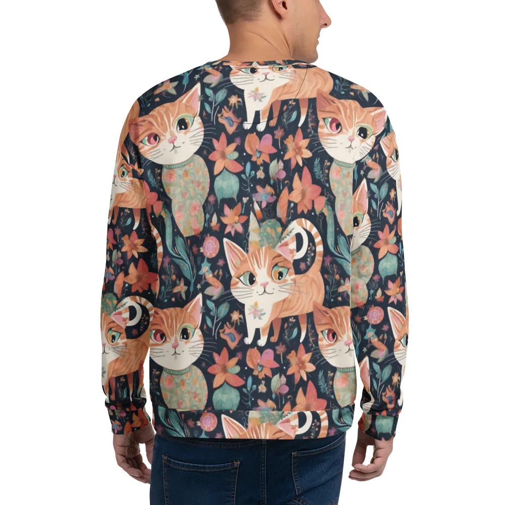 Moonlit Cat Garden on Sweatshirt — Back