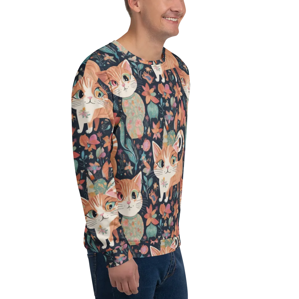 Moonlit Cat Garden on Sweatshirt — Right Front