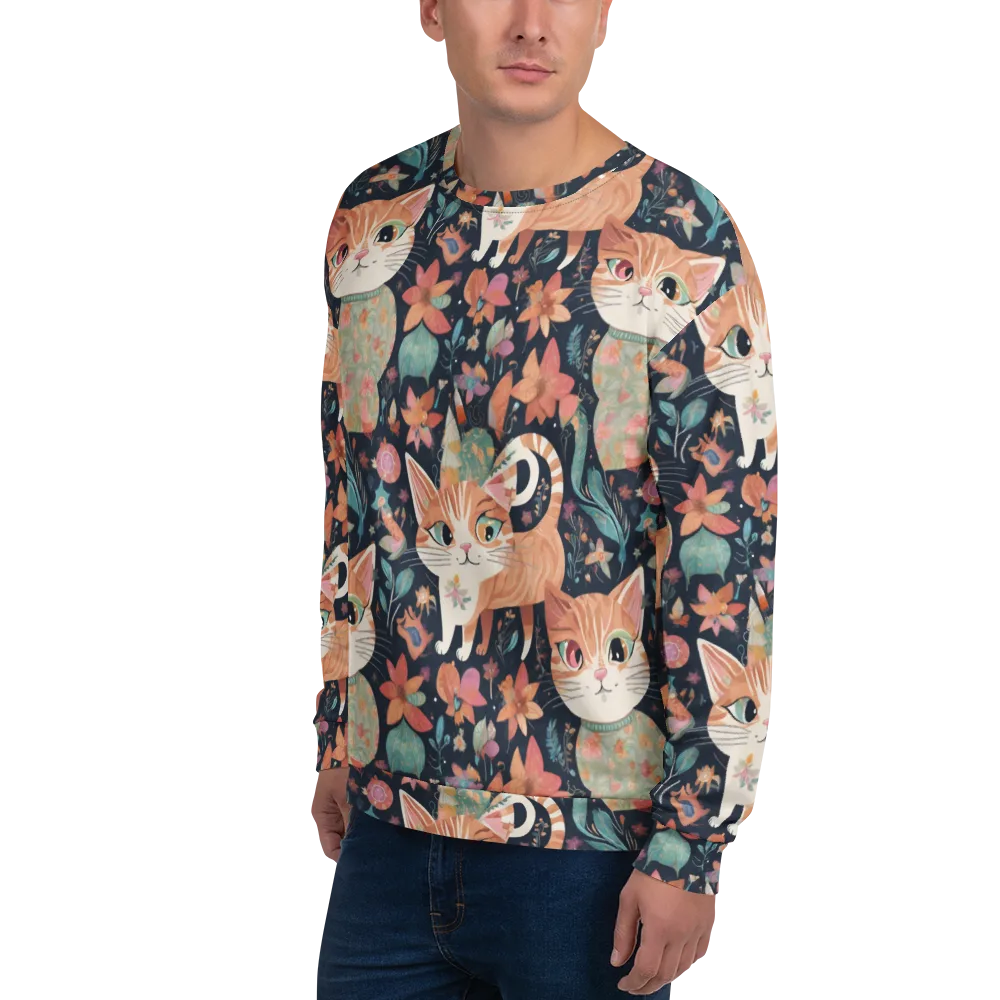 Moonlit Cat Garden on Sweatshirt — Left Front